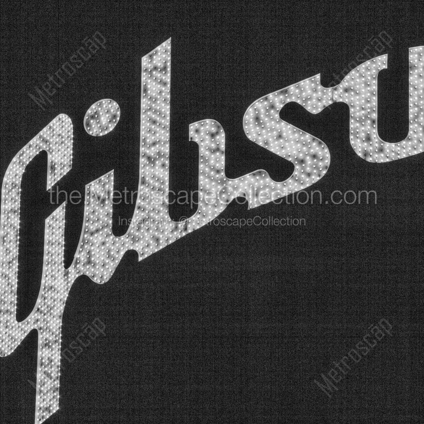Close-up Shot of the Gibson Sign cityscape black and white Photos square crop