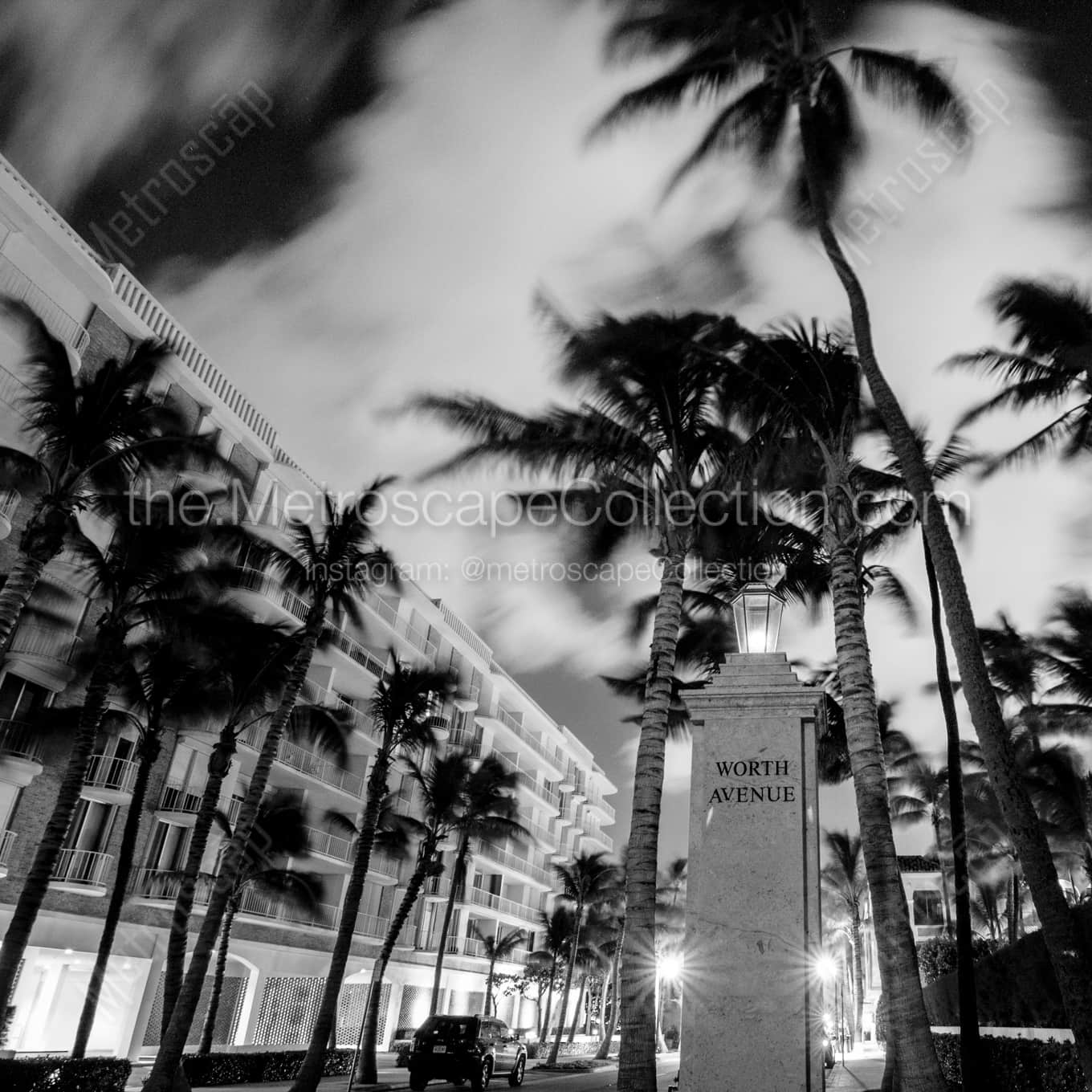 Worth Avenue Palm Beach cityscape black and white Photos square crop