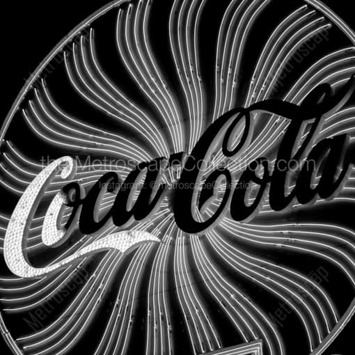 The Giant Coca-Cola Sign at Night -- Atlanta Black and White Framed Photos