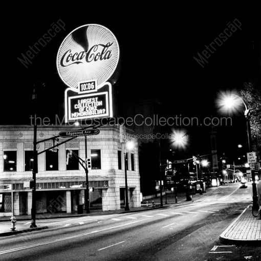 The Coca-Cola Sign on Edgewood -- Atlanta Black and White Framed Photos