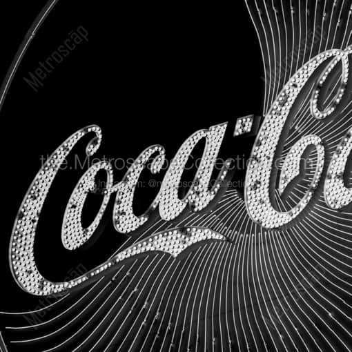The Neon Pinwheel Coke Sign in Downtown Atlanta -- Atlanta Black and White Framed Photos