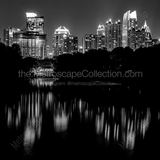 The Midtown Atlanta Skyline from Piedmont Park -- Atlanta Black and White Framed Photos