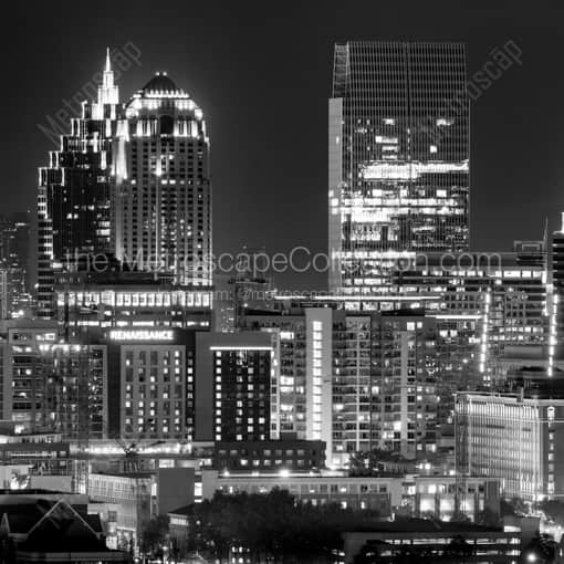 The Midtown Atlanta Skyline from atop CNN Center -- Atlanta Black and White Framed Photos