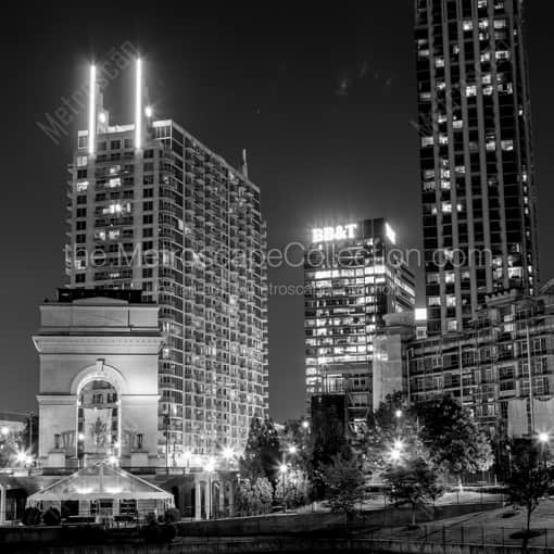 Atlantic Station at Night -- Atlanta Black and White Framed Photos
