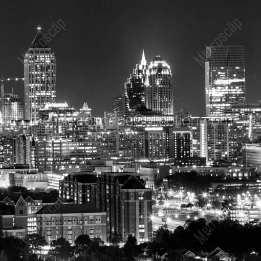 The Midtown Mile at Night -- Atlanta Black and White Framed Photos