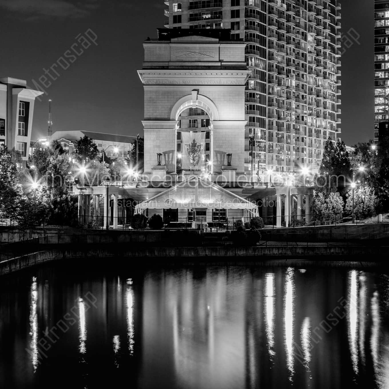 The Millennium Gate Arch and Pond at Night Framed Photos The Millennium Gate Arch and Pond at Night Framed Photos square crop