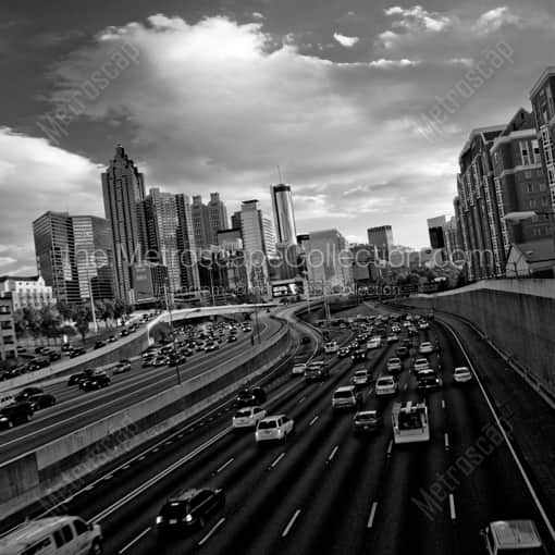 The Atlanta Skyline at Rush Hour -- Atlanta Black and White Framed Photos