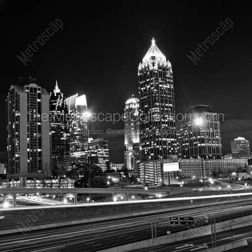 The Midtown Atlanta Skyline -- Atlanta Black and White Framed Photos