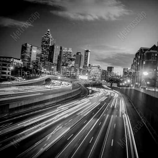 The Downtown Atlanta Skyline from North Ave -- Atlanta Black and White Framed Photos