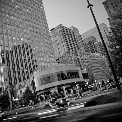 Peachtree Street at Rush Hour in Buckhead -- Atlanta Black and White Framed Photos
