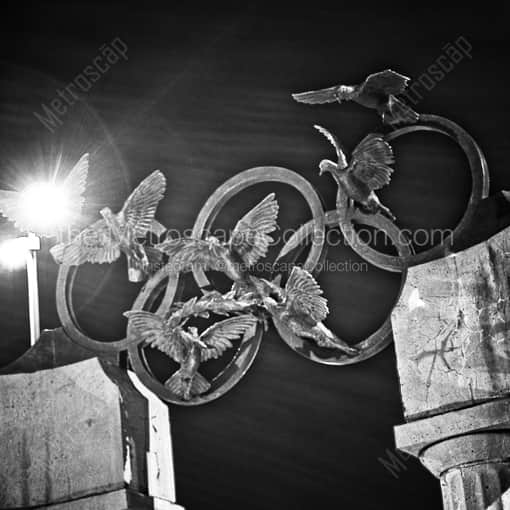The Olympic Rings in Atlanta -- Atlanta Black and White Framed Photos