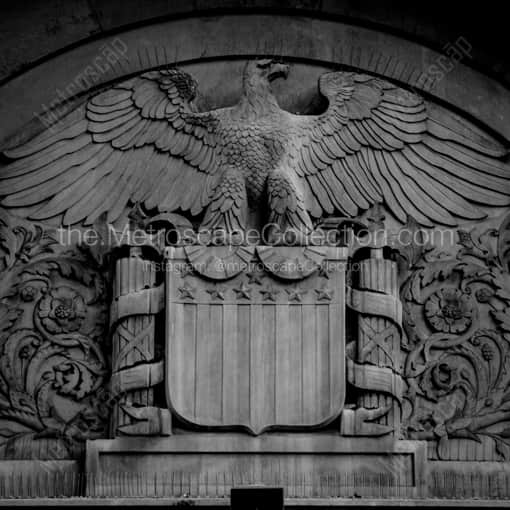 Baltimore Framed Photos of A Bald Eagle and US Shield Relief on an old Baltimore Building A Bald Eagle and US Shield Relief on an old Baltimore Building -- Baltimore Black and White Framed Photos
