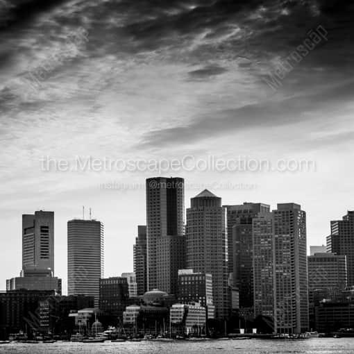 The Boston Skyline at Dusk -- Boston Black and White Framed Photos
