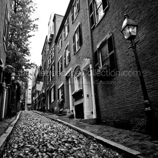 Acorn Street in Beacon Hill -- Boston Black and White Framed Photos