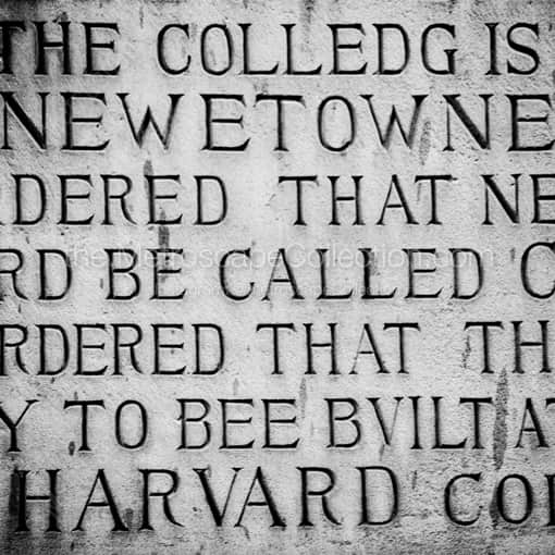 Harvard Dedication Inscription -- Boston Black and White Framed Photos
