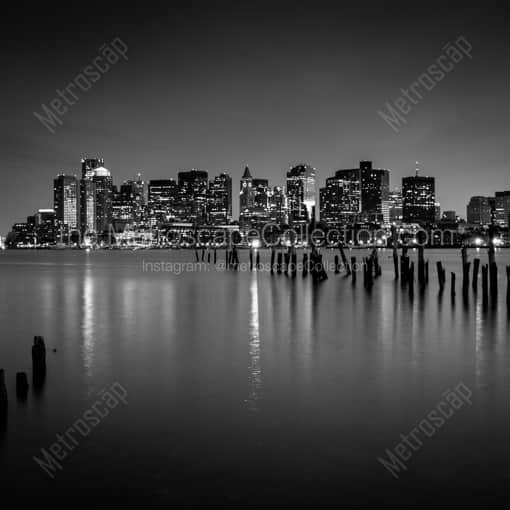 The Boston Financial District Skyline from LoPresti Park -- Boston Black and White Framed Photos