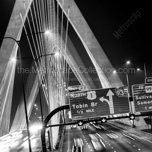 Floating Above the Bunker Hill Bridge -- Boston Black and White Framed Photos