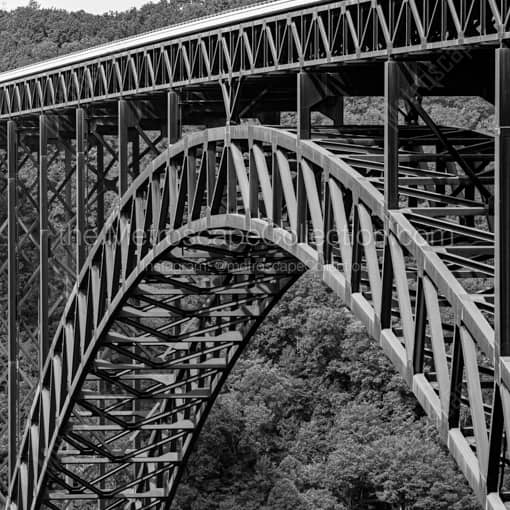The New River Gorge Bridge Steel Suspension Span -- Charleston WV Black and White Framed Photos