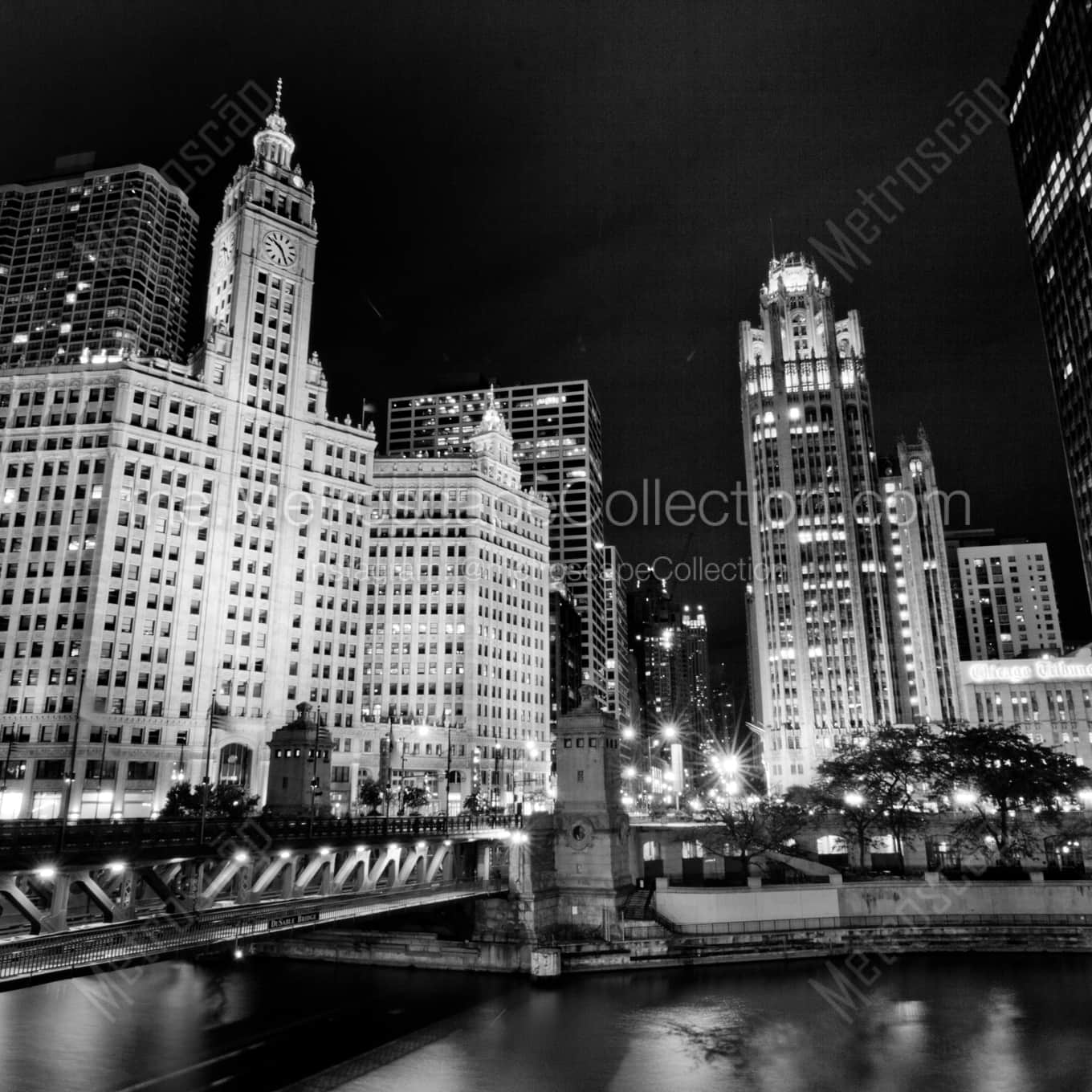Michigan Avenue at Night Framed Photos square crop