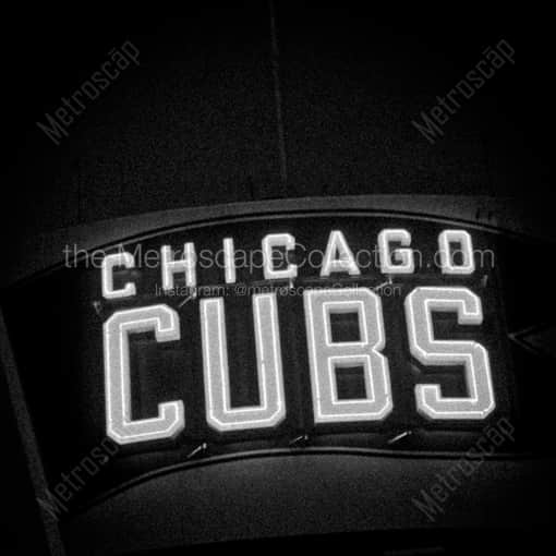 Chicago Framed Photos of Cubs Sign on Waveland Ave at Sheffield behind Wrigley Field Cubs Sign on Waveland Ave at Sheffield behind Wrigley Field -- Chicago Black and White Framed Photos