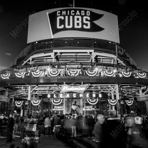 Chicago Framed Photos of The Waveland and Sheffield Bleacher Entrance of Wrigley Field The Waveland and Sheffield Bleacher Entrance of Wrigley Field -- Chicago Black and White Framed Photos