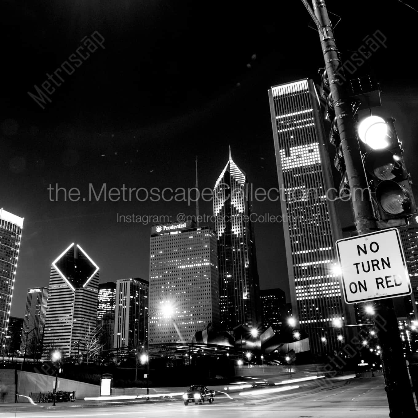 No Turn on Red at Columbus Drive and Monroe Street Framed Photos No Turn on Red at Columbus Drive and Monroe Street Framed Photos square crop