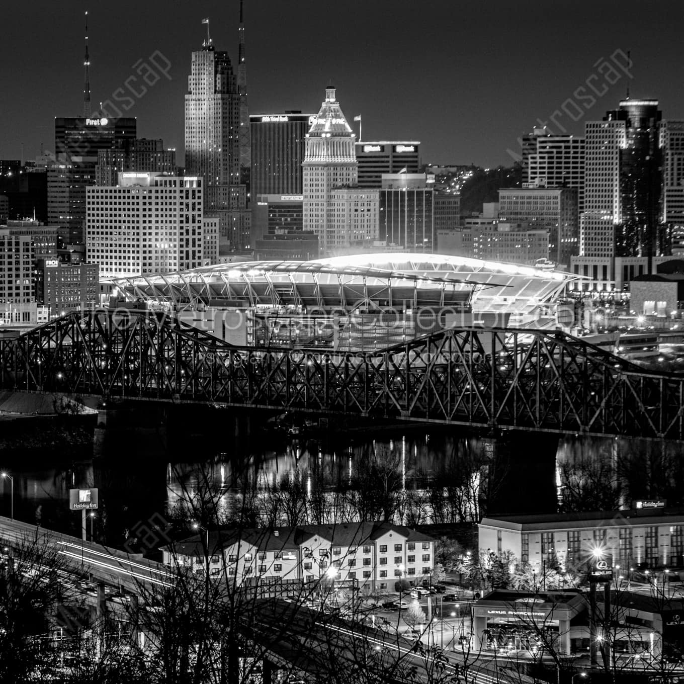 Paul Brown Stadium and Cincinnati Skyline Framed Photos Paul Brown Stadium and Cincinnati Skyline Framed Photos square crop