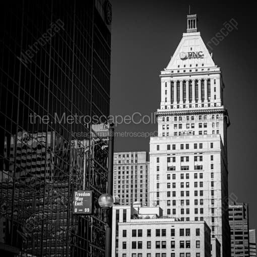 Matte Black WOOD Framed Black and White Cincinnati Photograph: The PNC Bank Building in a Square Matte Black Wood Frame
