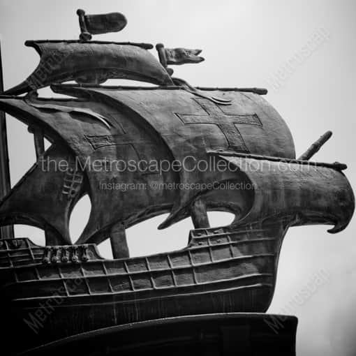 Matte Black WOOD Framed Black and White Cincinnati Photograph: The Ship on the Western and Southern Life Building in a Square Matte Black Wood Frame