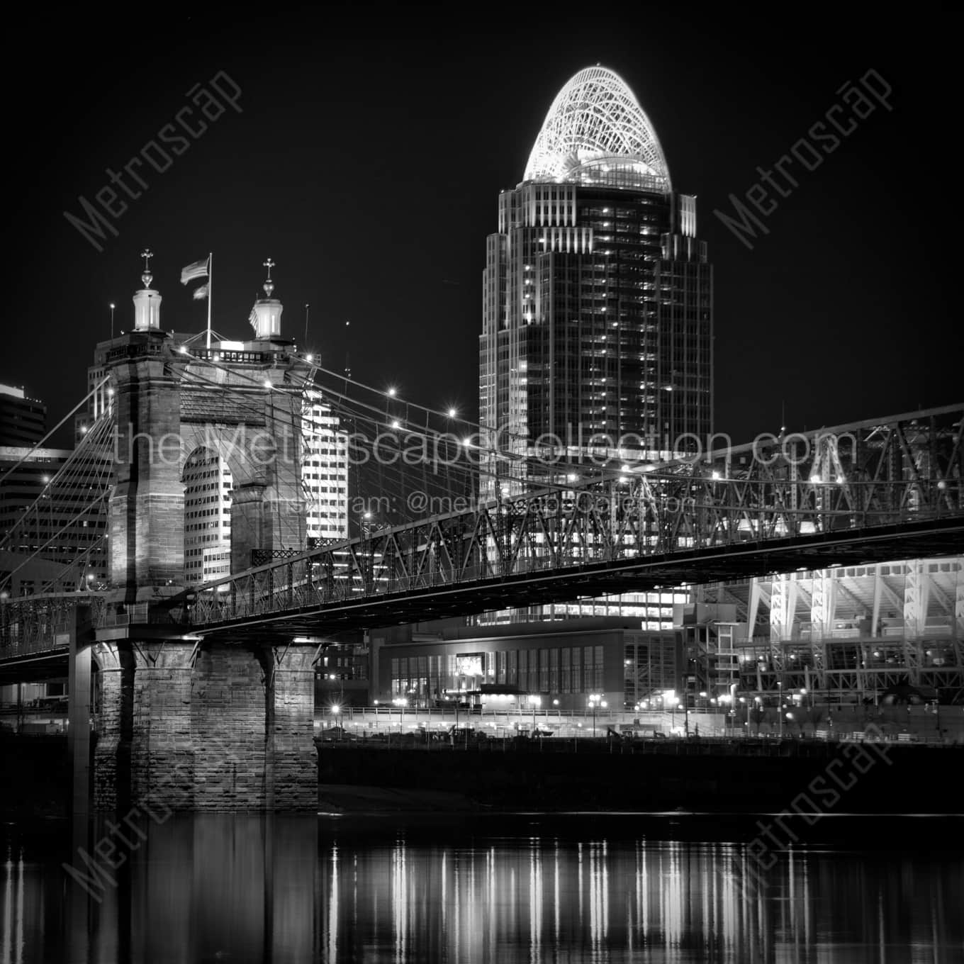 The Roebling Bridge and New Queen City Tower Framed Photos The Roebling Bridge and New Queen City Tower Framed Photos square crop