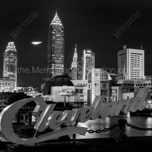 Cleveland Framed Photos of The Cleveland Skyline and Blimp over Progressive Field during the 2016 World Series The Cleveland Skyline and Blimp over Progressive Field during the 2016 World Series -- Cleveland Black and White Framed Photos