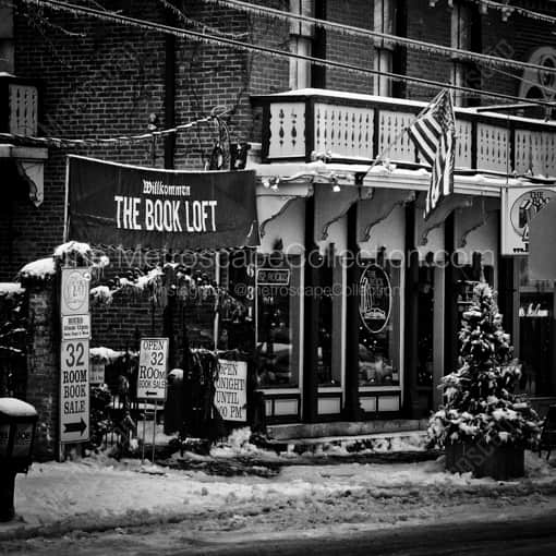 Matte Black WOOD Framed Black and White Columbus Photograph: The Book Loft in German Village in a Square Matte Black Wood Frame