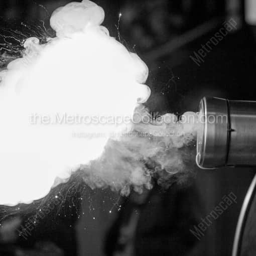 Matte Black WOOD Framed Black and White Columbus Photograph: The Columbus Blue Jackets Goal Cannon in a Square Matte Black Wood Frame