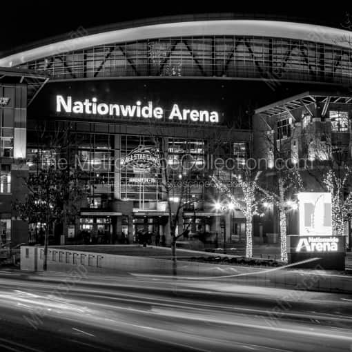 Columbus Framed Photos of Nationwide Arena at Night from Front and Nationwide Boulevard Nationwide Arena at Night from Front and Nationwide Boulevard -- Columbus Black and White Framed Photos