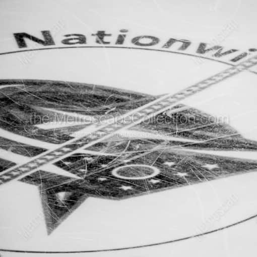 Matte Black WOOD Framed Black and White Columbus Photograph: The Main Ice Sheet in Nationwide Arena in a Square Matte Black Wood Frame