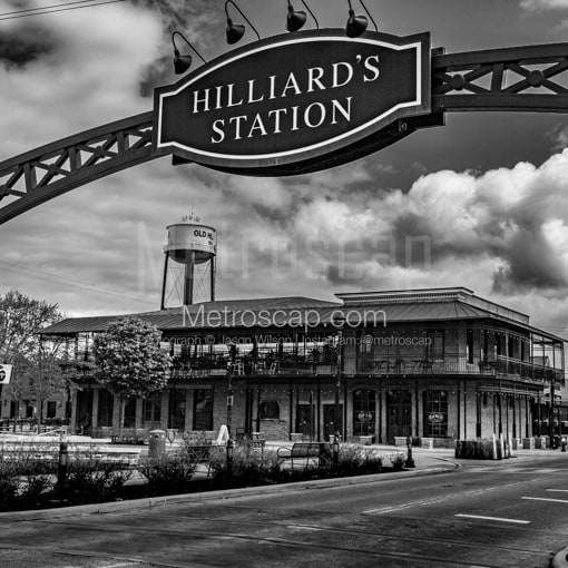 Matte Black WOOD Framed Black and White Columbus Photograph: Hilliard Station in a Square Matte Black Wood Frame