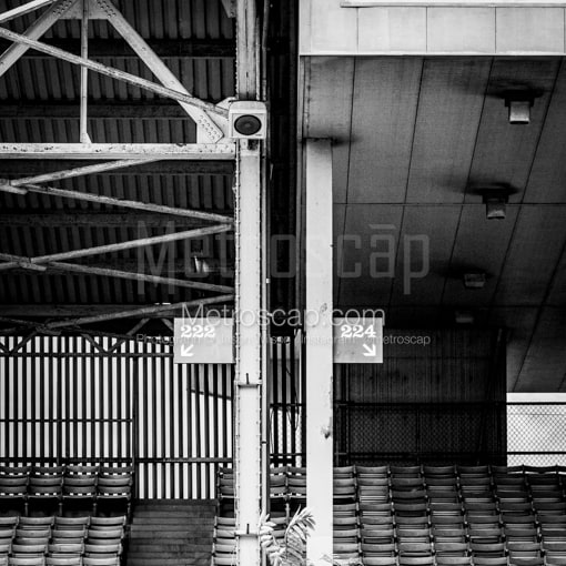 Matte Black WOOD Framed Black and White Columbus Photograph: The Decaying Remains of Old Cooper Stadium in a Square Matte Black Wood Frame