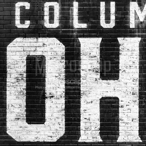 Matte Black WOOD Framed Black and White Columbus Photograph: Columbus OH in a Square Matte Black Wood Frame