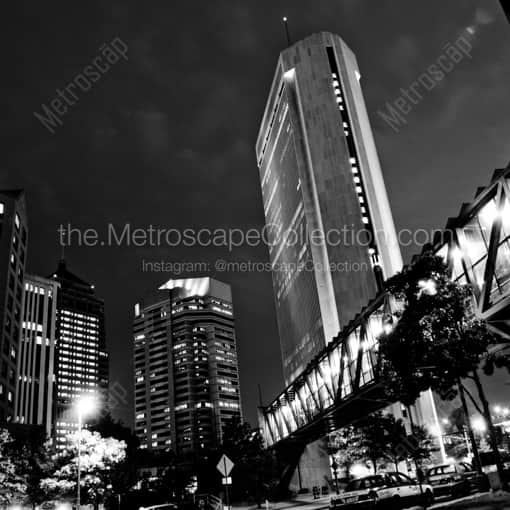 Matte Black WOOD Framed Black and White Columbus Photograph: The Nationwide Insurance Campus in Downtown Columbus in a Square Matte Black Wood Frame