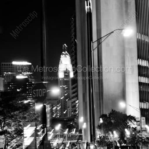 Matte Black WOOD Framed Black and White Columbus Photograph: The LeVeque Tower from North High Street in a Square Matte Black Wood Frame