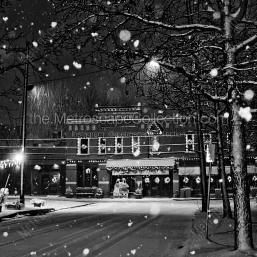 Matte Black WOOD Framed Black and White Columbus Photograph: Schmidts Restaurant in German Village in a Square Matte Black Wood Frame