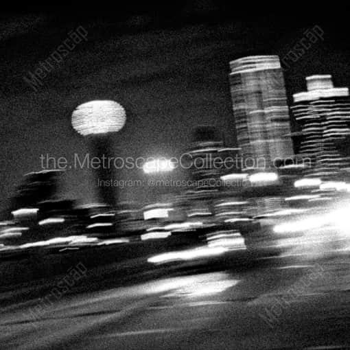 Blurry Downtown Dallas from the Houston Viaduct -- Dallas Black and White Framed Photos