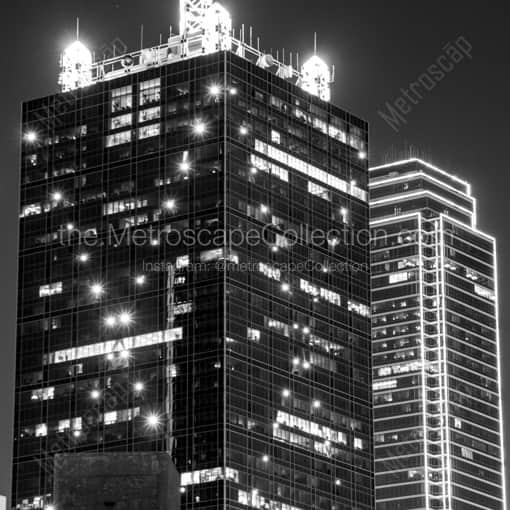 The Renaissance Building at Night -- Dallas Black and White Framed Photos