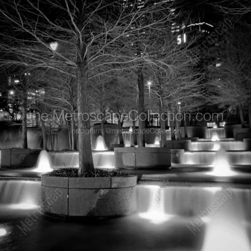 The Fountain Place Fountains -- Dallas Black and White Framed Photos