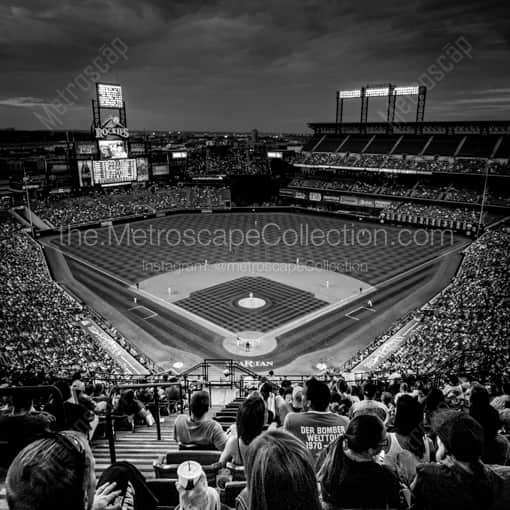 Coors Field at Night -- Denver Black and White Framed Photos