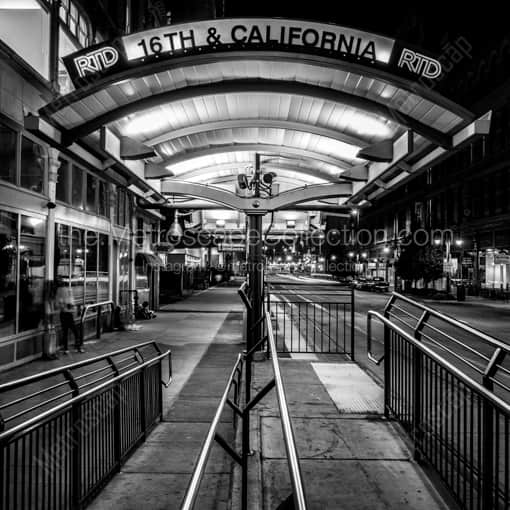 The 16th and California RTD Station -- Denver Black and White Framed Photos