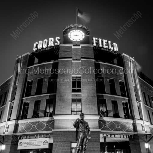 Coors Field at Night -- Denver Black and White Framed Photos