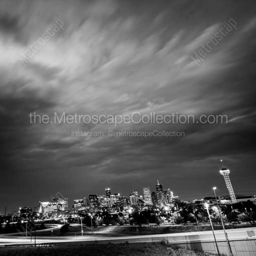 Clouds Sweep over the Denver Skyline -- Denver Black and White Framed Photos