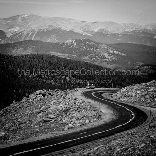 A Hairpin turn on Mt Evans Road -- Denver Black and White Framed Photos