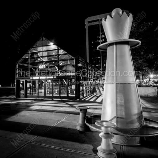 The Queen Chess Piece near the RTD Station -- Denver Black and White Framed Photos